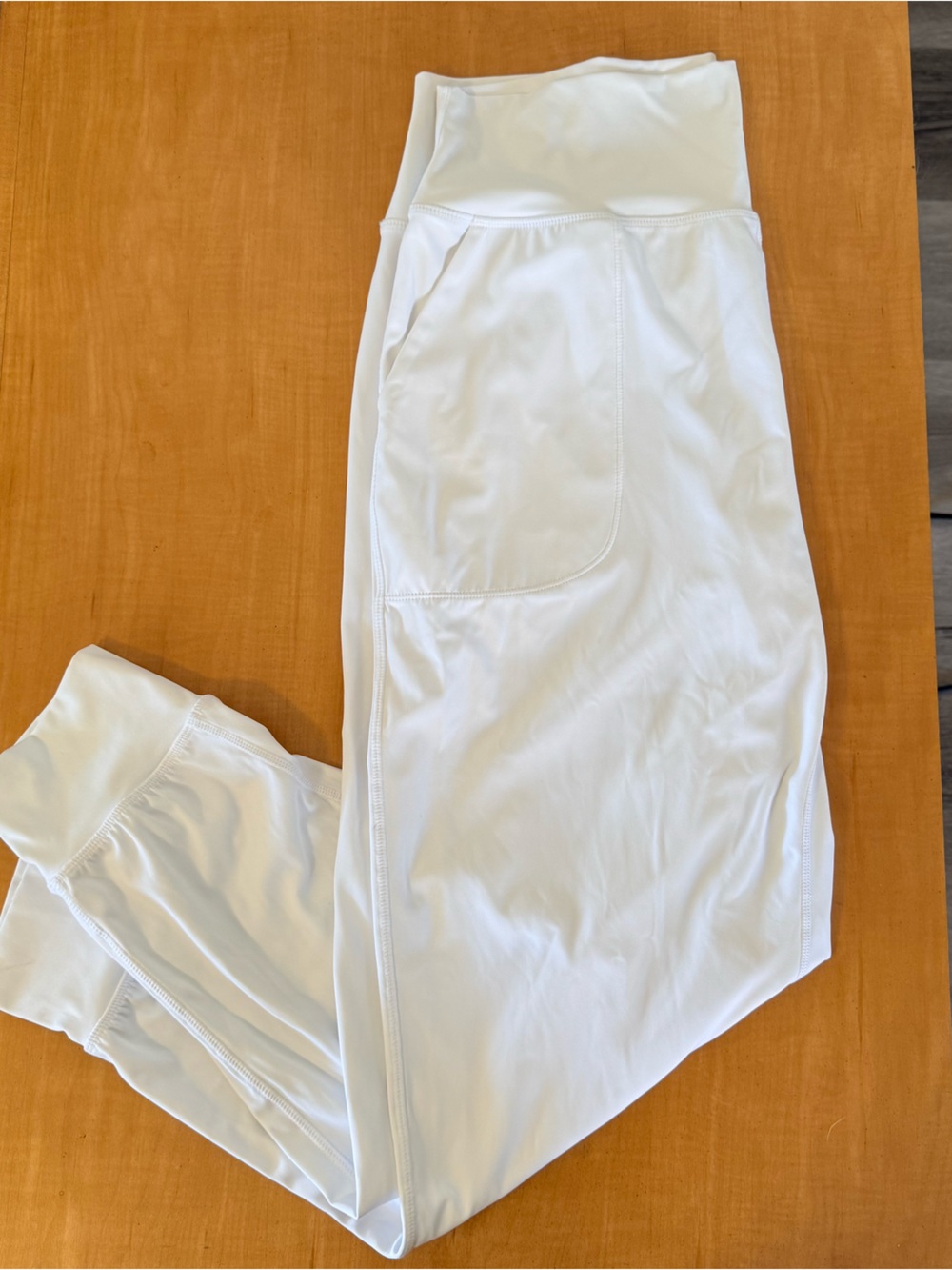 High-Waist White Track Pants with Side Pocket